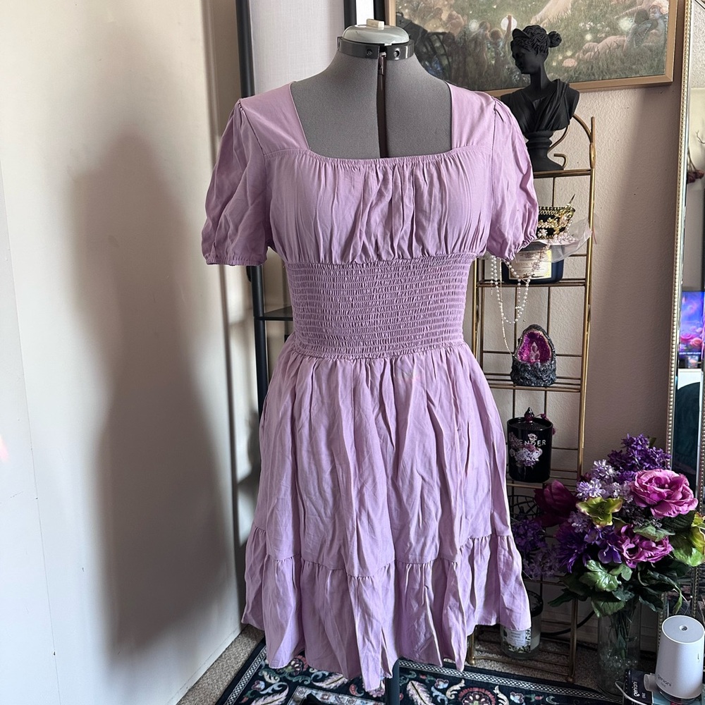 Lilac Smocked Midi Dress